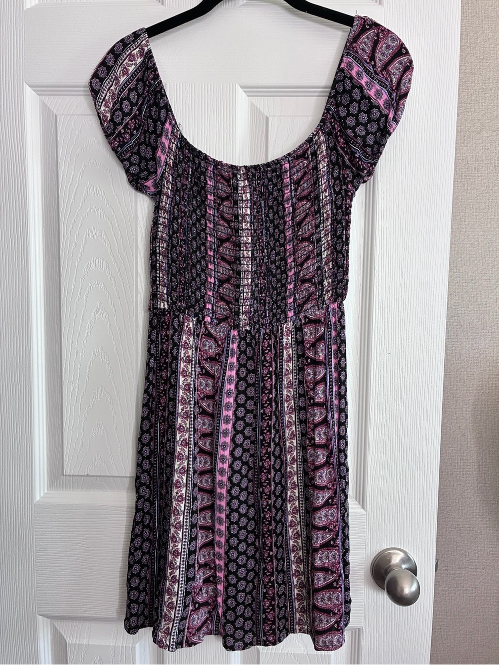 Rue21 Black, Pink & White Paisley Print Smocked Dress